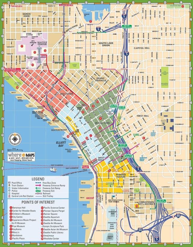 Mapa zwiedzania Seattle