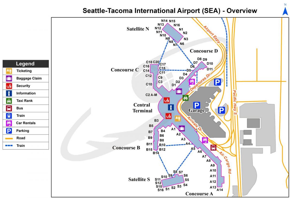Mapa terminalu lotniska w Seattle
