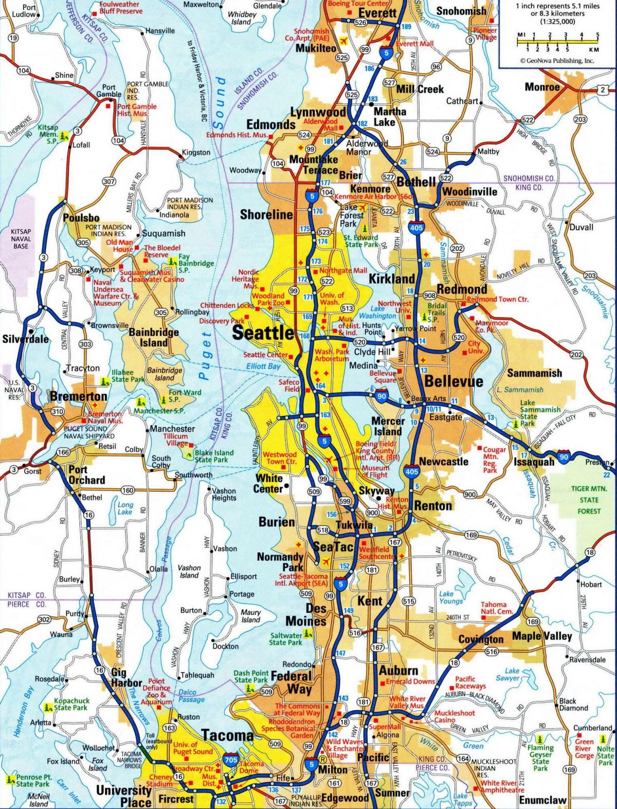 Mapa miasta Seattle