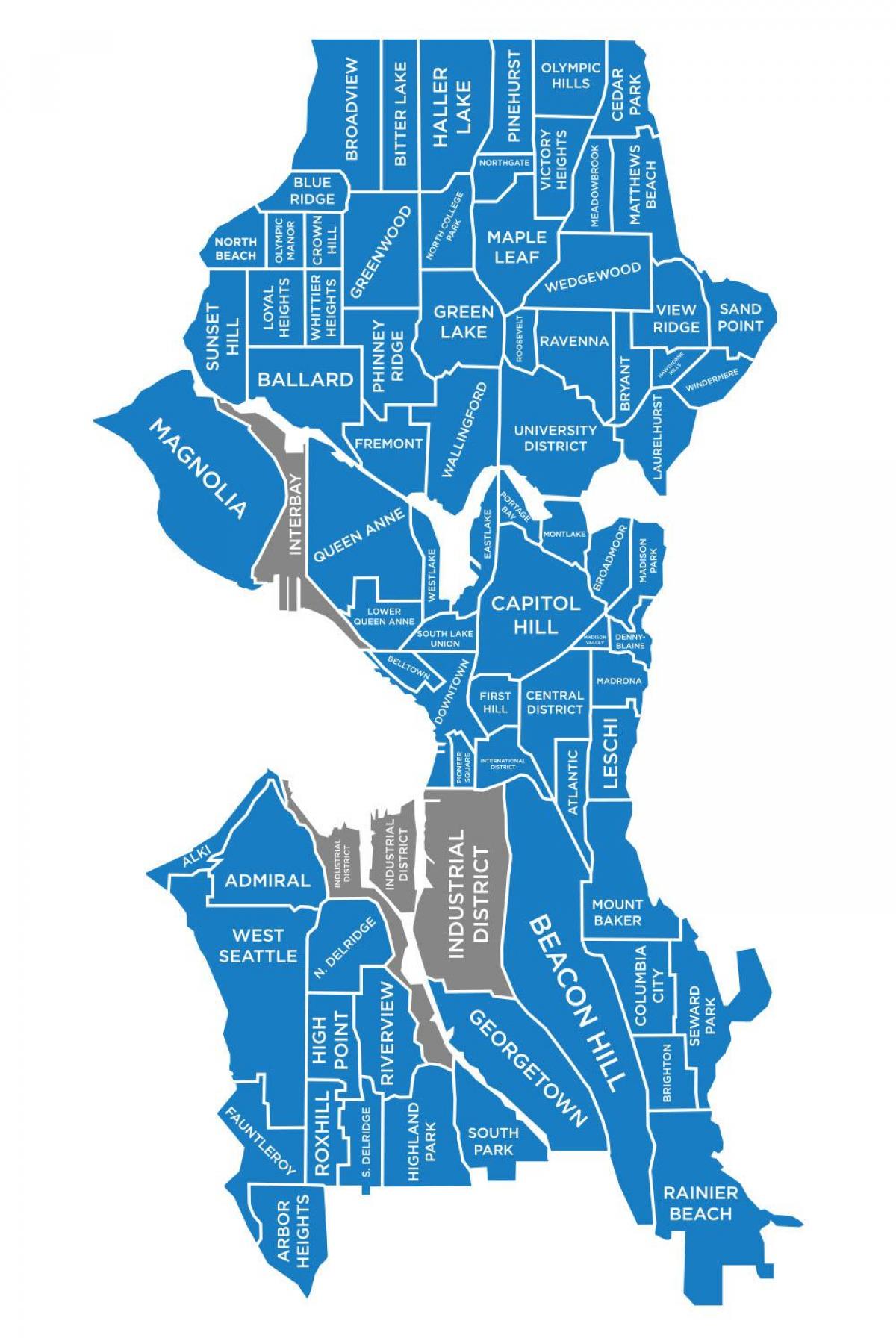 Mapa dzielnic Seattle