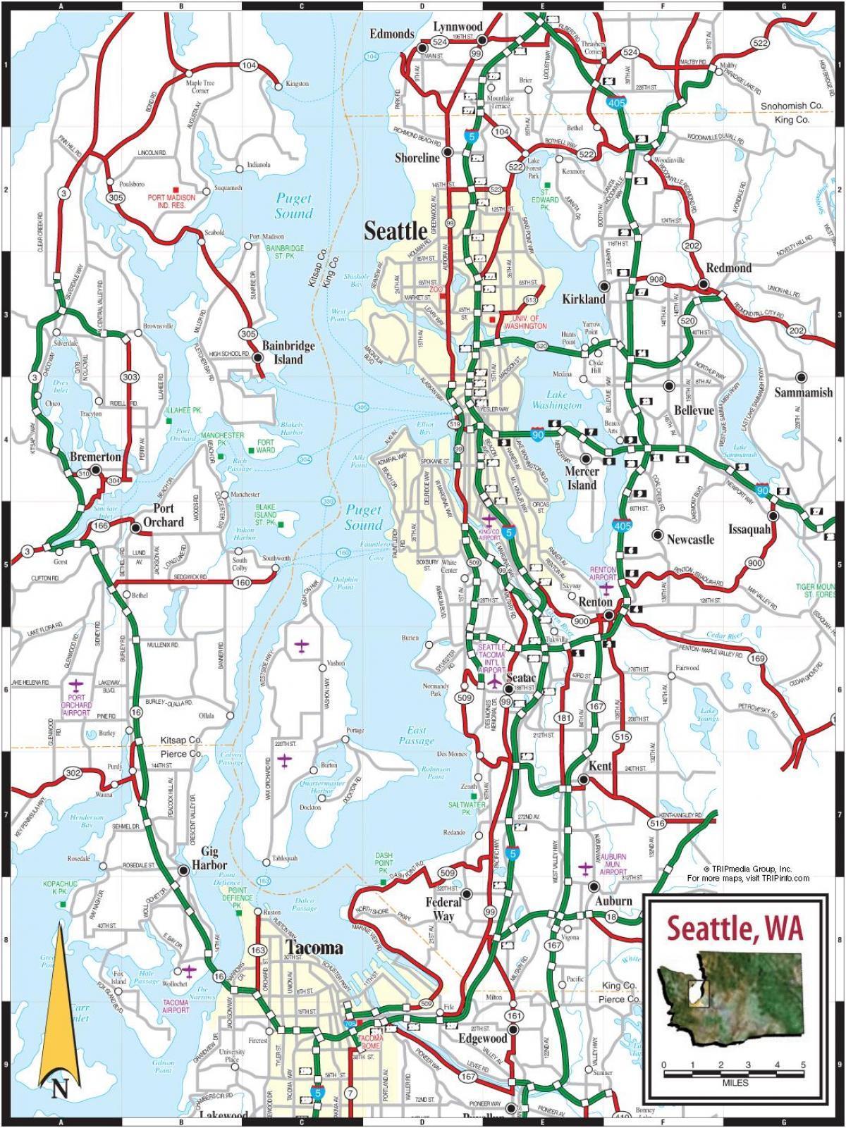 Mapa dróg Seattle