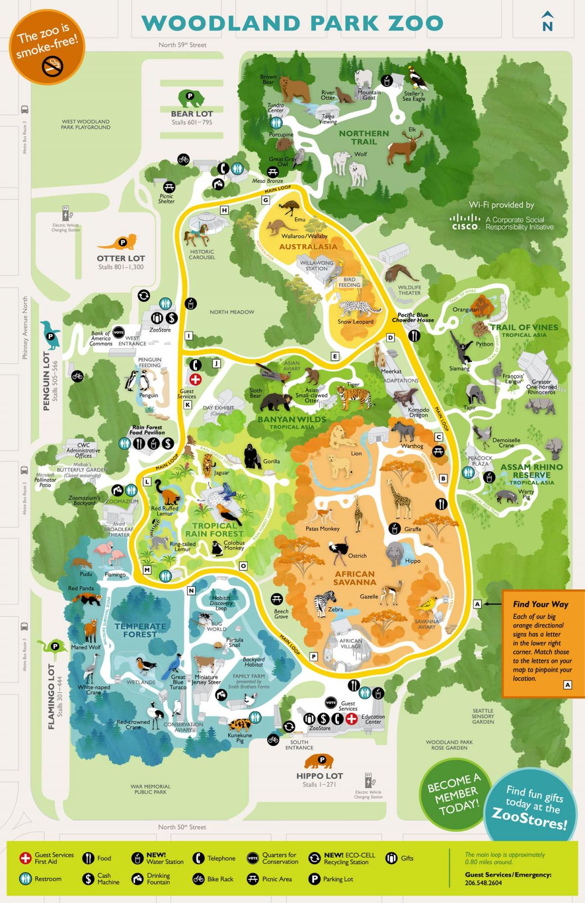 Mapa parku zoo w Seattle
